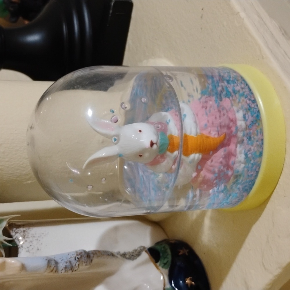 Colorful LOOMCO Bunny Snow Globe Toy 1994.